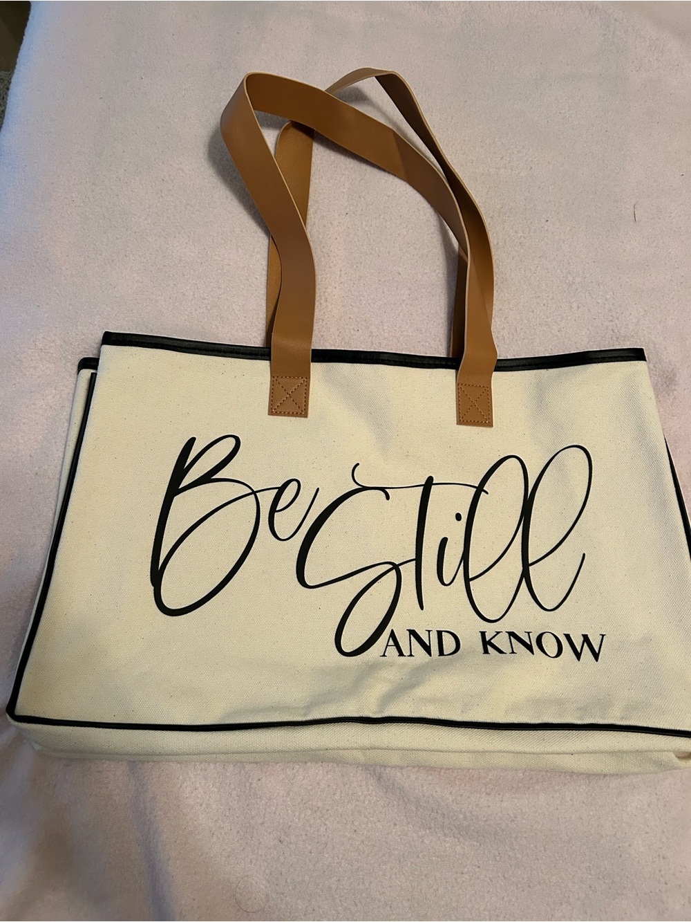Be Still And Know Psalm 46:10 Large Canvas Tote Christian Faith